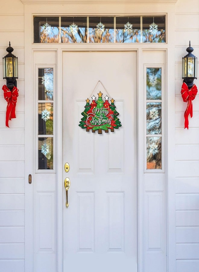 FIPUTE Merry Christmas Door Sign,Christmas Decor, Tree Wood, Decorations Hanging Sign,Merry Welcome Sign,Farmhouse Hanging Plaque Porch Xmas Front Outdoor Home Decor - Image 3